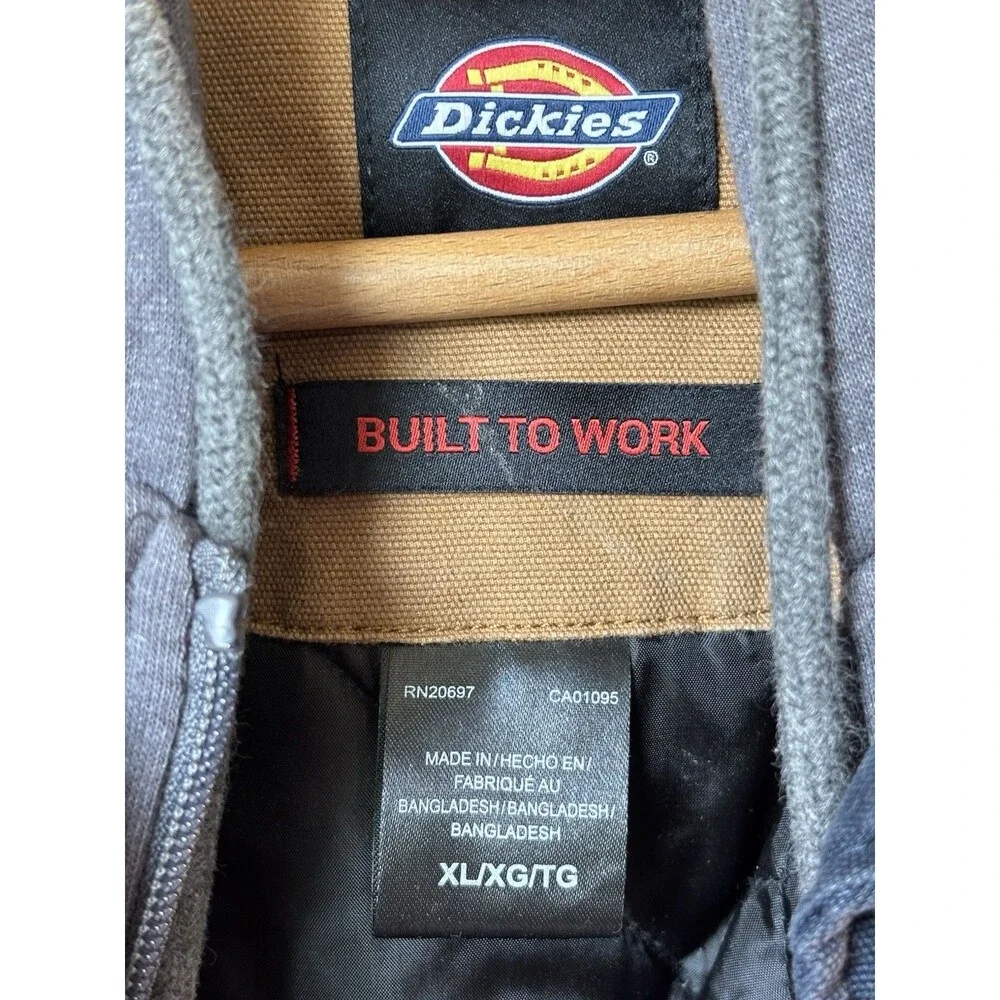 Dickies Men's Jacket Fleece Hooded Duck Shirt Coat Navy Gray quilted XL Work
